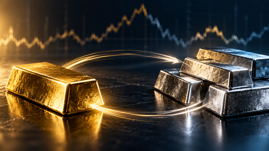 Gold und Silber im Verhältnis zueinander – Illustration zur Gold-Silber-Ratio