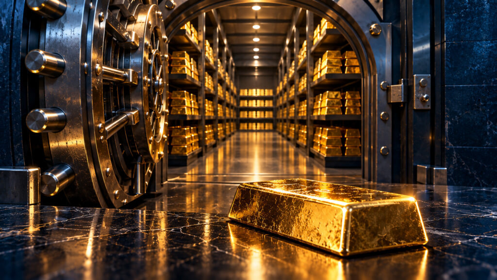 Zentralbanken kaufen Gold: Goldbarren im Hochsicherheitstresor einer Zentralbank